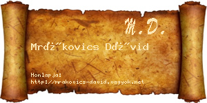 Mrákovics Dávid névjegykártya
